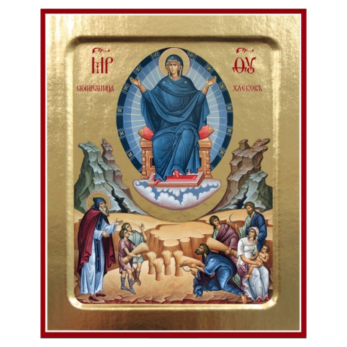 Икона Божией Матери "Спорительница хлебов", на дереве, золочение (поталь), 12,5х16 см