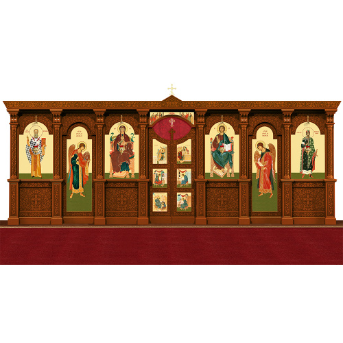 Иконостас деревянный резной "Владимирский" одноярусный, цвет "кипарис", 690х282х40 см №2 фото 2