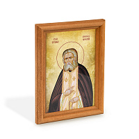 Икона преподобного Серафима Саровского в деревянной рамке, цвет "кипарис", 12х1,5х17 см