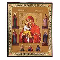 Икона Божией Матери "Почаевская", 10х12 см, бумага, УФ-лак №4