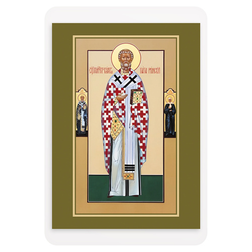 Икона священномученика Климента, папы Римского, с молитвой, ламинированная, 6х8 см (упаковка 10 шт.) фото 2