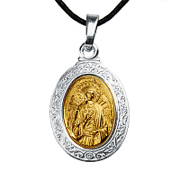 Образок мельхиоровый овальный с ликом Ангела Хранителя, серебрение, золочение, 1,7х3 см