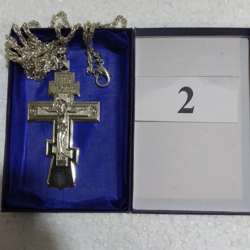 Крест наперсный с цепью, 6х11 см, никелирование, У-0671 фото 5