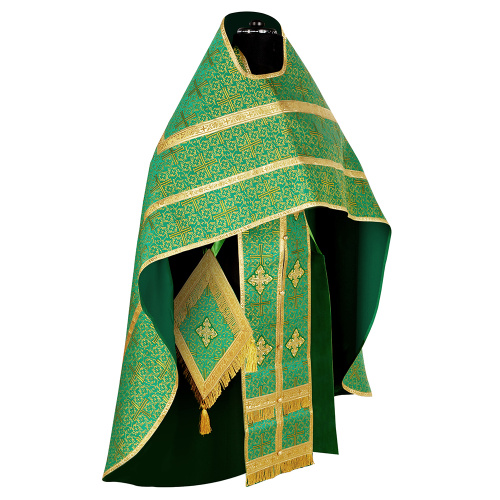 Иерейское облачение, парча "Афон", зеленое с золотом фото 2 Иерейское облачение, парча "Афон", зеленое с золотом фото 2