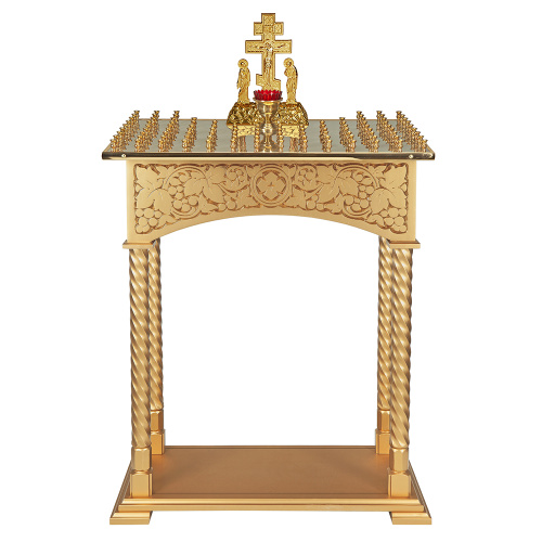 Панихидный стол на 70-100 свечей "Суздальский", цвет "золото", колонны, резьба фото 5