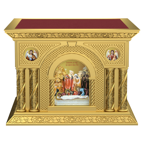 Облачение на престол "Романовское" с иконами, цвет "золото", 140х140х105 см фото 3