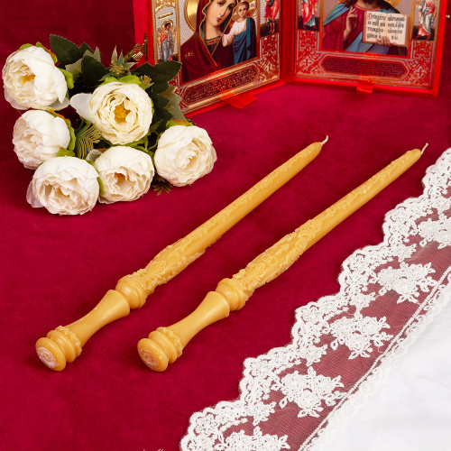 Набор свечей венчальных воскосодержащих, 33 см фото 4