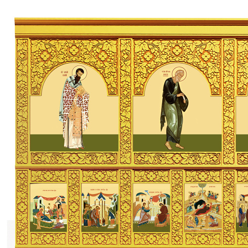 Иконостас деревянный "Суздальский" трехъярусный, цвет "золото", 608х483х25,4 см фото 7 Иконостас деревянный "Суздальский" трехъярусный, цвет "золото", 608х483х25,4 см фото 7