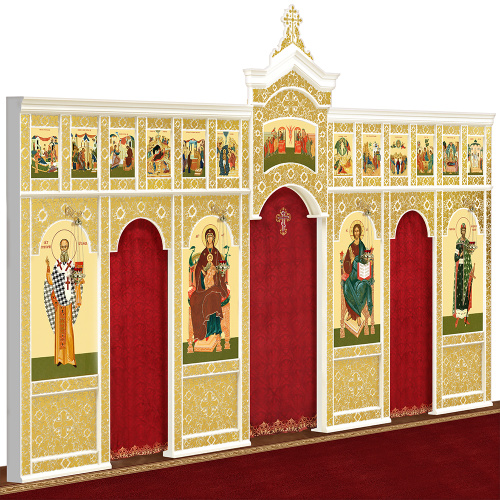 Иконостас деревянный "Суздальский" двухъярусный белый с золотом (поталь), 608х378х25,4 см фото 3 Иконостас деревянный "Суздальский" двухъярусный белый с золотом (поталь), 608х378х25,4 см фото 3