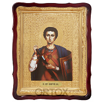 Икона большая храмовая великомученика Димитрия Солунского, фигурная рама