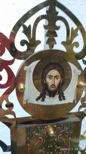 Запрестольный крест, булатная сталь, литография, без древка, 41х71 см, У 3-2973 фото 7