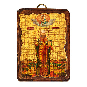Икона священномученика Вениамина, митрополита Петроградского, 6,5х9 см, под старину (береза)