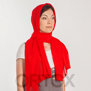 Шарф, 65х170 см, шелк, цвет в ассортименте (красный шарф)