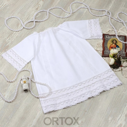 Комплект для крещения "Василиса" белый: рубашка и пеленка, хлопок, размер в ассортименте фото 7