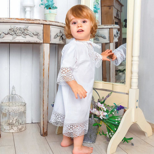 Рубашка для крещения "Лучик" белая из бязи, размер в ассортименте фото 2