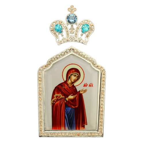 Накладки на митру (комплект из 4 штук) из ювелирного сплава в серебрении, с фианитами, №34 фото 3