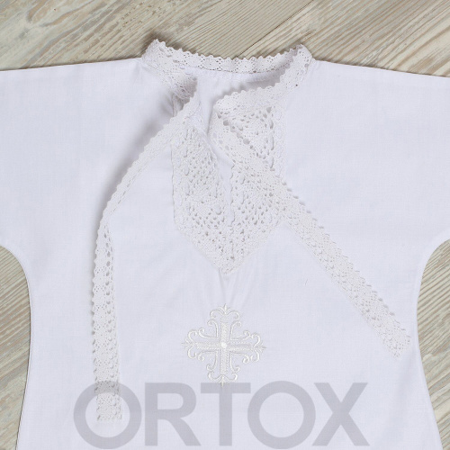Рубашка для крещения "Традиция" белая из плотного сатина, размер в ассортименте фото 13