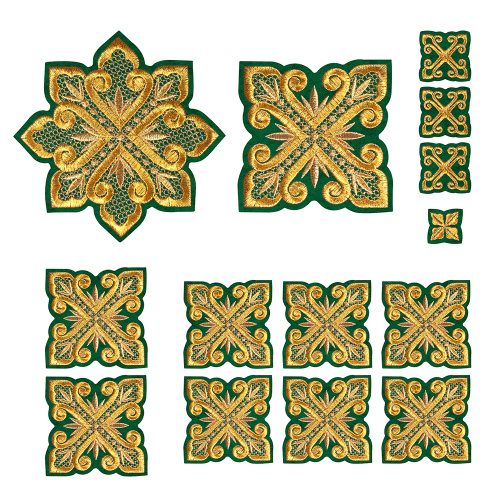 Набор крестов для иерейского облачения зеленый, золотая нить фото 2 Набор крестов для иерейского облачения зеленый, золотая нить фото 2