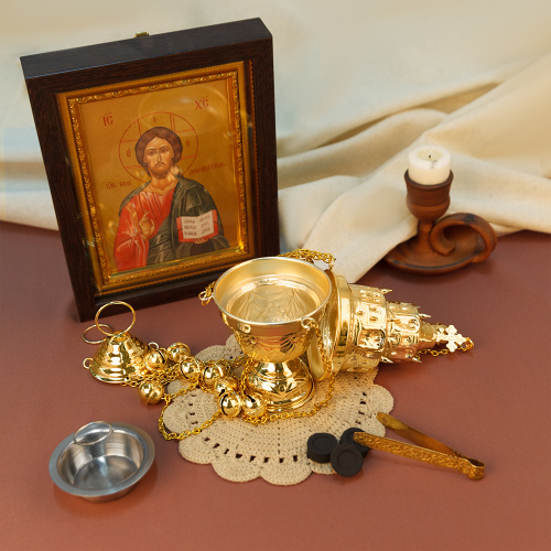 Кадило № 36, латунь, покрытие под золото, 13х27 см фото 3 Кадило № 36, латунь, покрытие под золото, 13х27 см фото 3