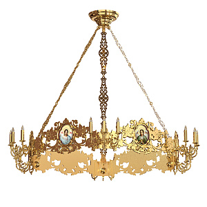 Хорос с иконами "Богоявленский" на 18 свечей, цвет "под золото", диаметр 176 см (нерж. сталь)