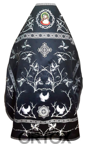 Иерейское облачение черное с иконой "Спаситель в терновом венце", шелк, вышивка фото 2