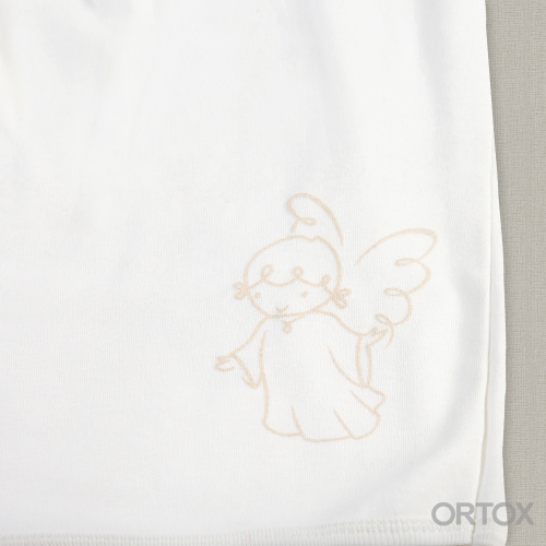 Рубашка для крещения "Ангелочек" молочного цвета из хлопка, с кружевными плечиками фото 6