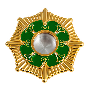 Мощевик врезной, цинковый сплав, зеленая эмаль, Ø 70/21 мм (полировка)