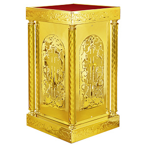 Подставка церковная "Иерусалимская" с колоннами, чеканка, 50х50х90 см (красная ткань)