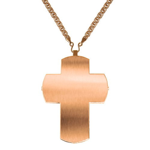 Крест наперсный из ювелирного сплава в позолоте с цепью, 7х12 см фото 3