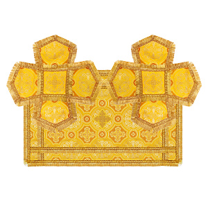 Покровцы и воздух, шелк "Горненский", желтые с золотом (53х53 см, объем потира 0,75-1 л)