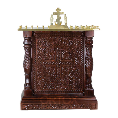 Панихидный стол на 100 свечей "Костромской", темный, 85х50 см, резьба фото 4