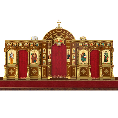 Иконостас "Рождественский" двухъярусный, цвет "кипарис" с золотом (поталь), 848,5х456х53 см фото 3