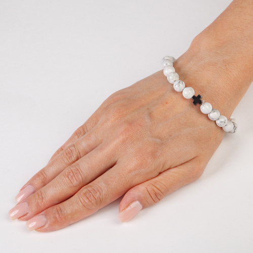 Браслет-четки из камня (говлит), белый фото 3