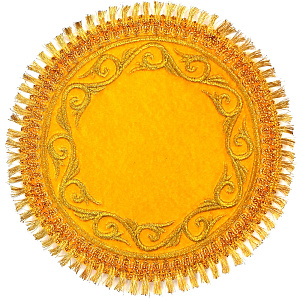 Плат под лампаду круглый вышитый желтый, Ø 19 см (бархат)