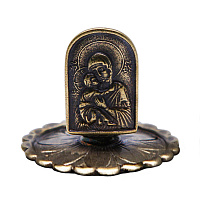 Подсвечник настольный литой с ручкой "Богородица", бронза, 3,4х3 см