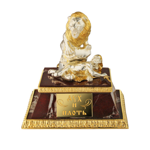 Скульптура настольная "Дух и плоть" из ювелирного сплава в серебрении и позолоте, 11 см фото 2