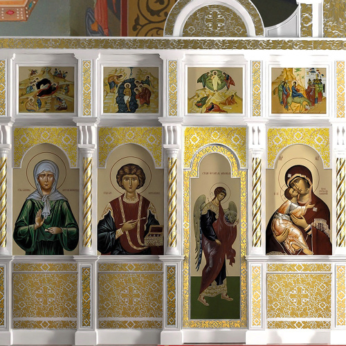 Иконостас двухъярусный (Иркутская обл.), белый с золотом (поталь), 864,2х527х29 см фото 5