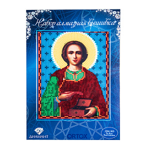 Алмазная мозаика "Икона великомученика и целителя Пантелеимона", 15х20 см (с инструкцией)