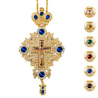 Крест наперсный с цепью, цинковый сплав, камни, 10х18,5 см
