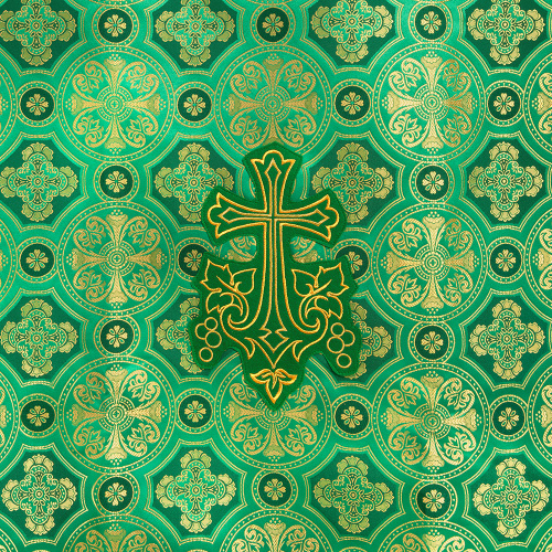 Облачение на престол с пеленой, шелк "Горненский", зеленое с золотом фото 3