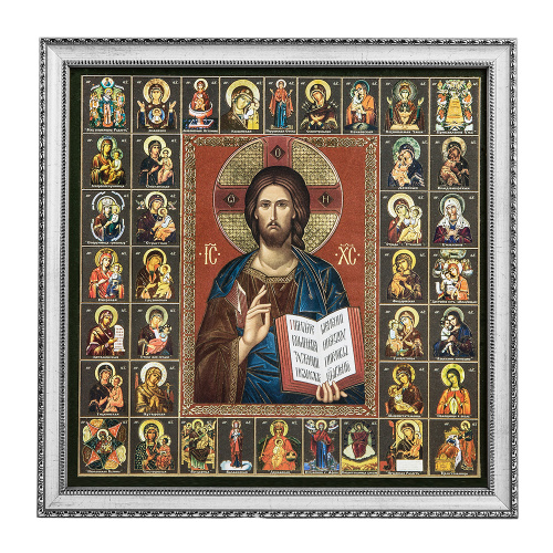 Икона Спасителя "Господь Вседержитель", 25х25 см, багетная рамка фото 2
