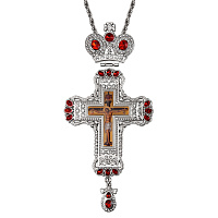 Крест наперсный с цепью, цинковый сплав, камни, 8х18,5 cм, №1, У 55-0062