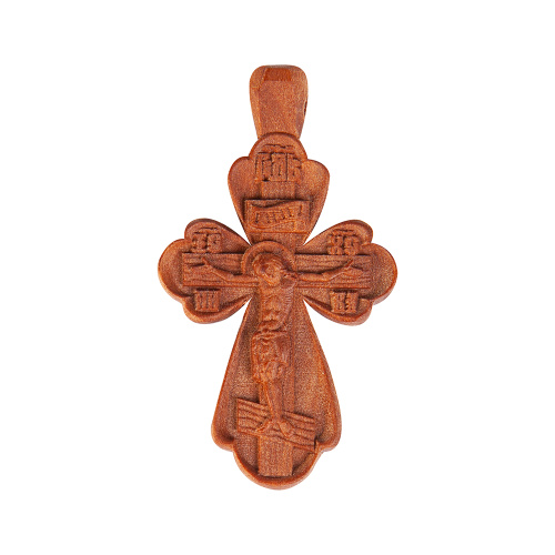 Деревянный нательный крестик «Криновидный» с распятием, цвет темный, высота 5,5 см фото 10