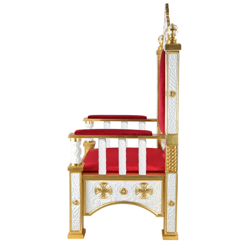 Архиерейский трон "Ярославский" белый с золотом (поталь), 78х72х160 см фото 3