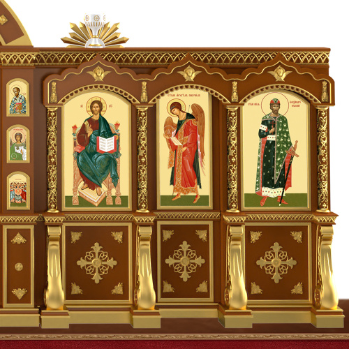 Иконостас "Рождественский" одноярусный, цвет "кипарис" с золотом (поталь), 848,5х426х53 см фото 7