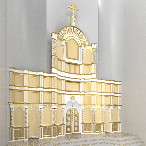 Иконостас шестиярусный (Тамбовская обл.), белый с золотом (поталь), 803х960х35 см фото 2