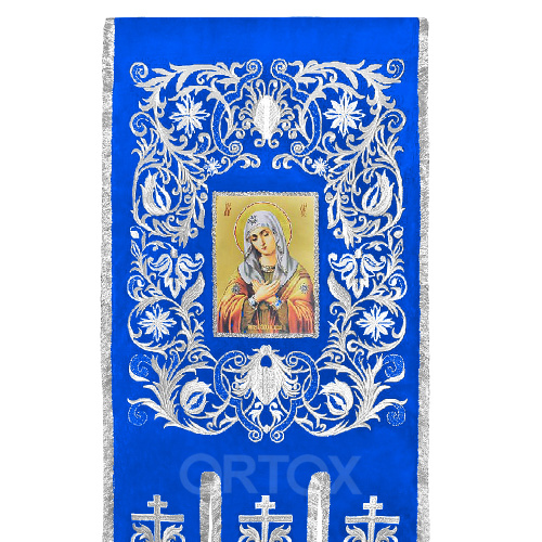 Хоругви вышитые голубые с отделкой "под серебро", 66х138 см, комплект фото 4