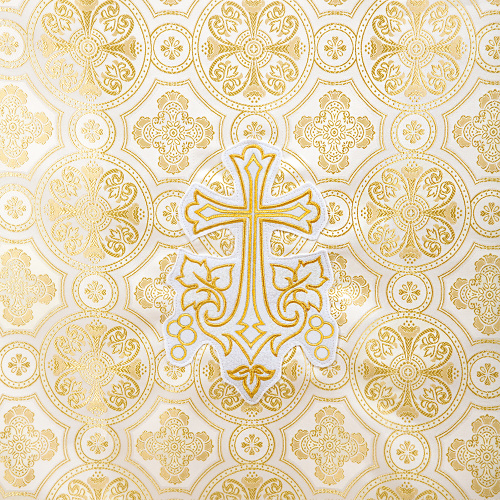 Облачение на престол с пеленой, шелк "Горненский", белое с золотом фото 4