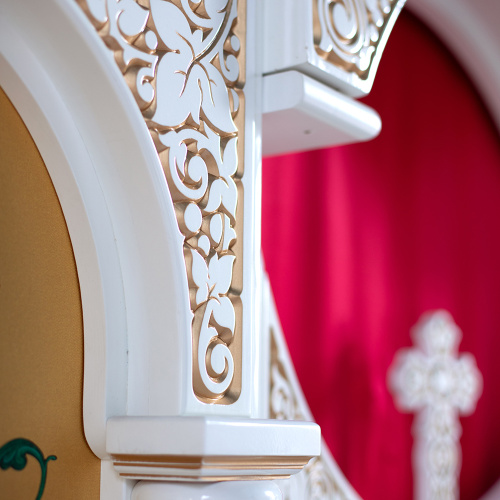 Иконостас одноярусный (Саратовская обл.), белый с золотом (патина), 488х378х22 см фото 10