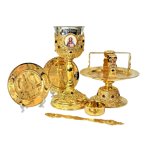 Евхаристический набор из 7 предметов на 0,5 л, комбинированный, фианиты